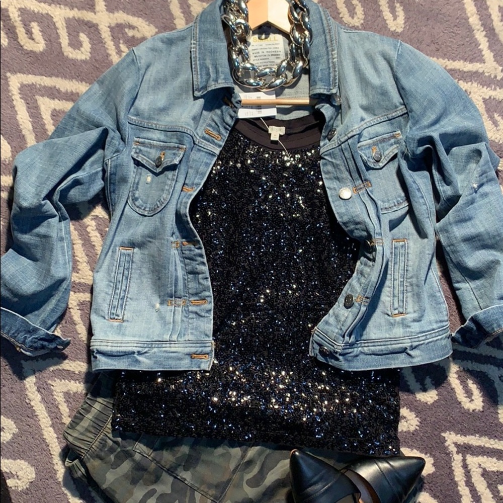 J. Crew Black Sequin Tank